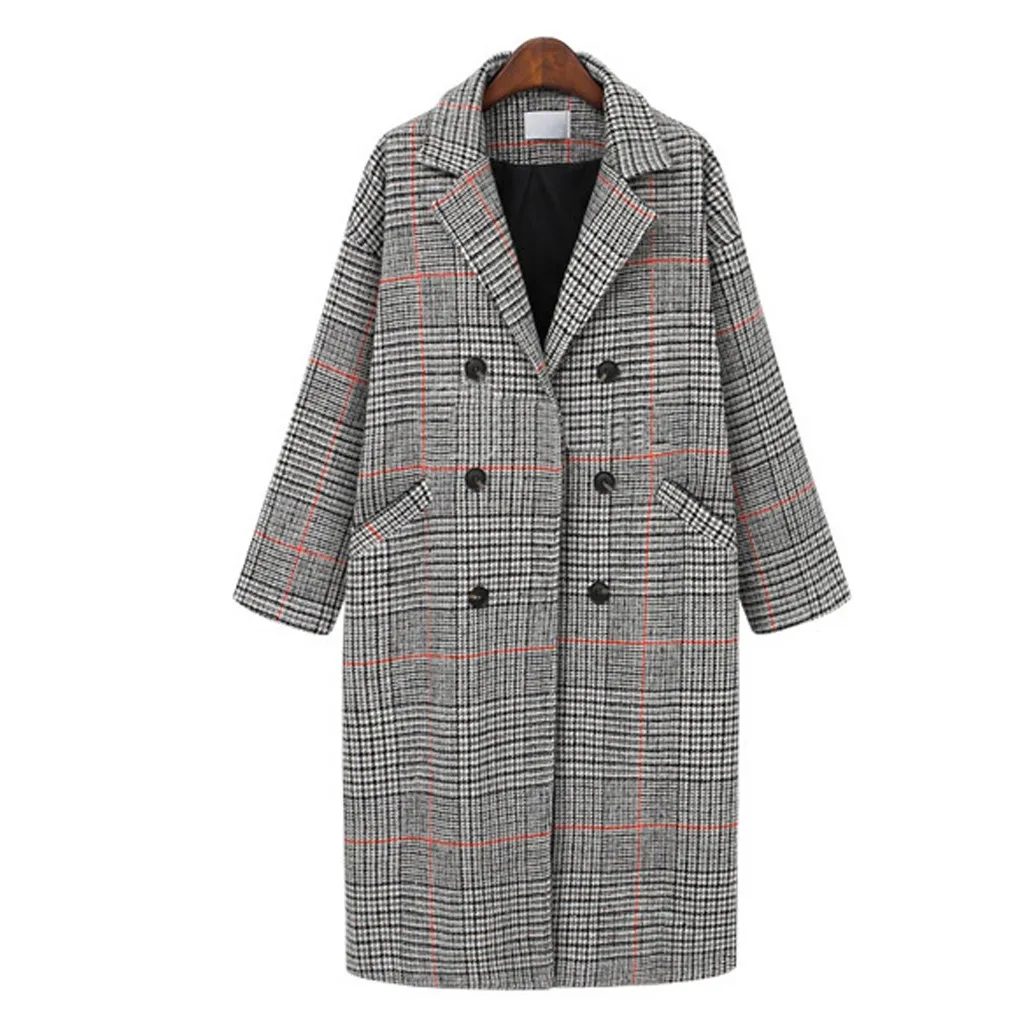 Модное корейское пальто, женское клетчатое пальто, женская куртка, зимняя теплая куртка, пальто на молнии, клетчатая верхняя одежда Gh6