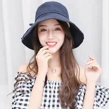 Новинка, модный козырек от солнца, шапка для женщин, рыбацкие шапки, одноцветная, для бассейна, с бантом, складная, для улицы, Солнцезащитная шляпа, Gorro Pescador