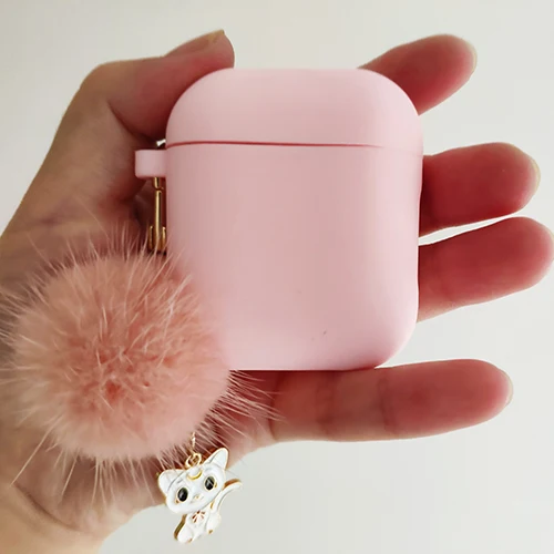 high quality case Милый корейский силиконовый чехол для Apple Airpods, чехол, аксессуары, Bluetooth наушники, мультяшный защитный чехол, вишневый собачий брелок - Цвет: high quality case