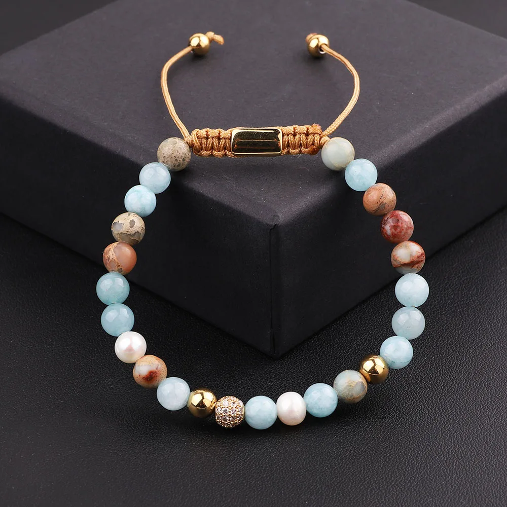 JARAVVI High Quality New Cute Design Mix Natural Stone Colorful Beads Macrame Jewelry Bracelet Women - Image 2