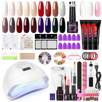 

Manicure Set Nail Gel Kit With LED Dryer Lamp Top And Base Coat Nail Art Set Tools Extension Gel All For Manicure