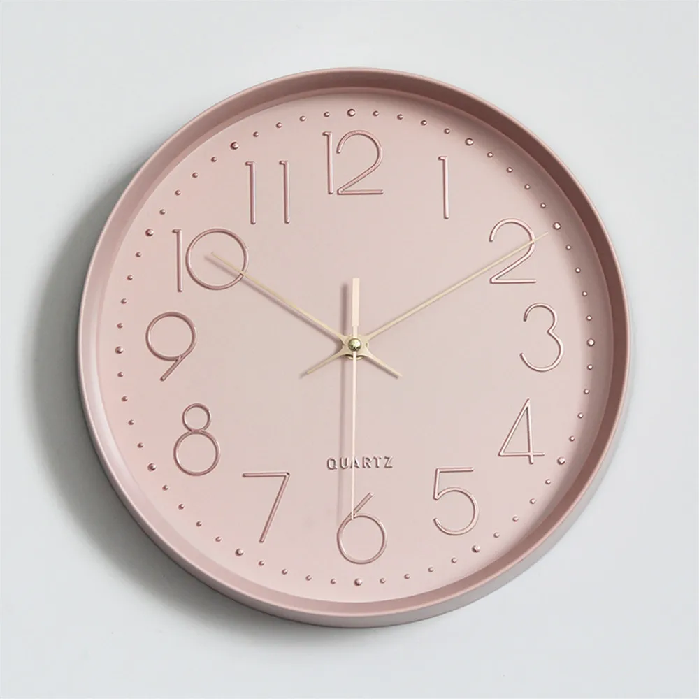 Современные шикарные Розовые Настенные часы скандинавские серые круглые подвесные часы для гостиной домашний декор для спальни тихие часы с механизмом