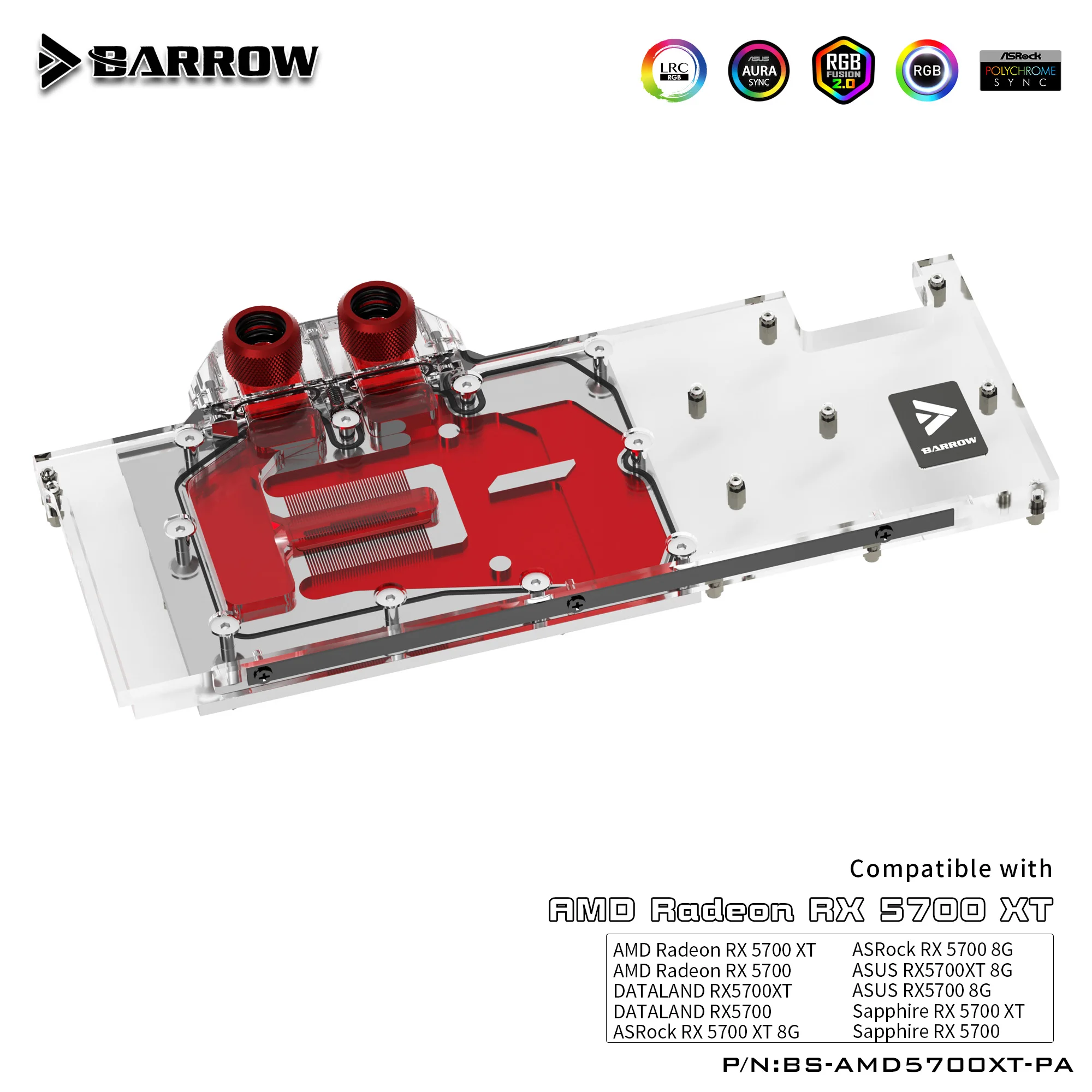 Carrinho de Mão Água de Refrigeração Água para Amd Cooler Vídeo Bloco 5700xt Aurora Lrc2.0 Bs-amd5700xt-pa Gpu pc - Imagem 2