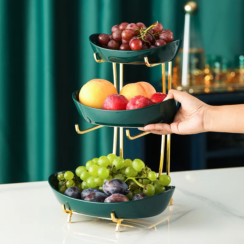 Nordic Ceramic Fruit Plate Living Room Multi-layer  Dish Snack Basket Household Dry  Bowl   Creative Luxury 3