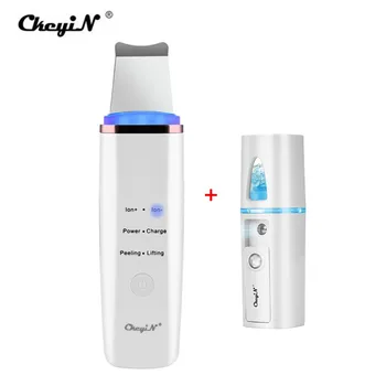 

Ultrasonic Skin Scrubber Facial Skin Spatula Blackhead Remover Face Deep Cleansing Lifting Pore Cleaner + Nano Mist Sprayer 48