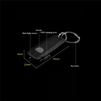 

Mini LED Keychain Flashlight Key Chain USB Portable Rechargeable 50LM 2 Modes Tube Keyring Light Lamp Torch ```1