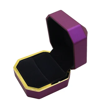 

High quality Ring box LED Lighted purple luxurious Velvet box Jewelry Display Storage Valentine's Day Gift storage box Wedding