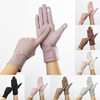 

Sunscreen Dot Gloves Touch Screen Breathable Wrist Ice silk Accessories Women Outdoor Full Finger Anti-UV Breathable Gloves