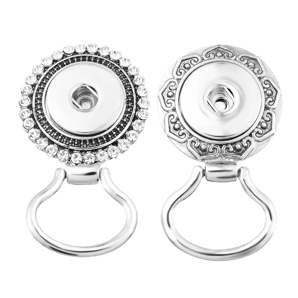 2pcs Silver Snap Button Magnetic Glasses Brooch Pins Holders Set