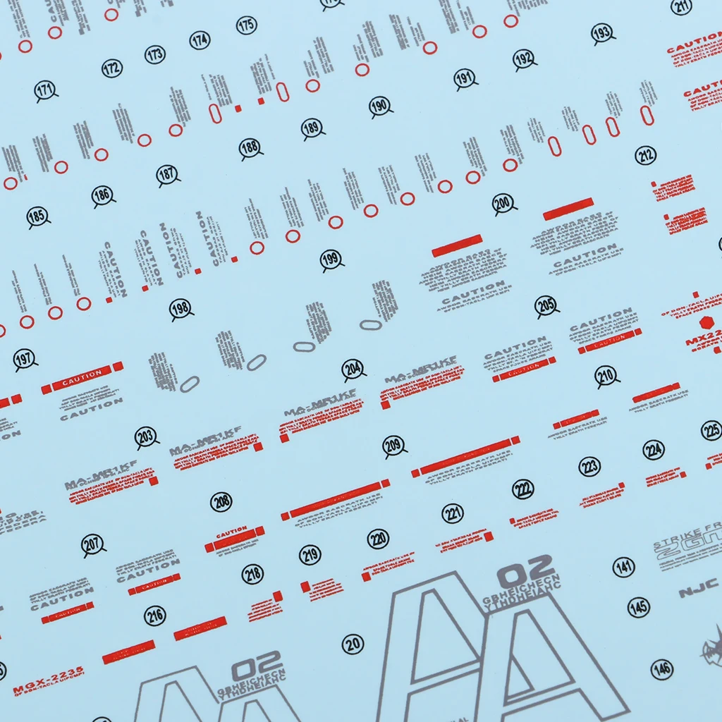 1Pc 17 x 12cm Water Slide Paper Decal Sticker for For Bandai PG 1/60 Gundam Model DIY Accessory