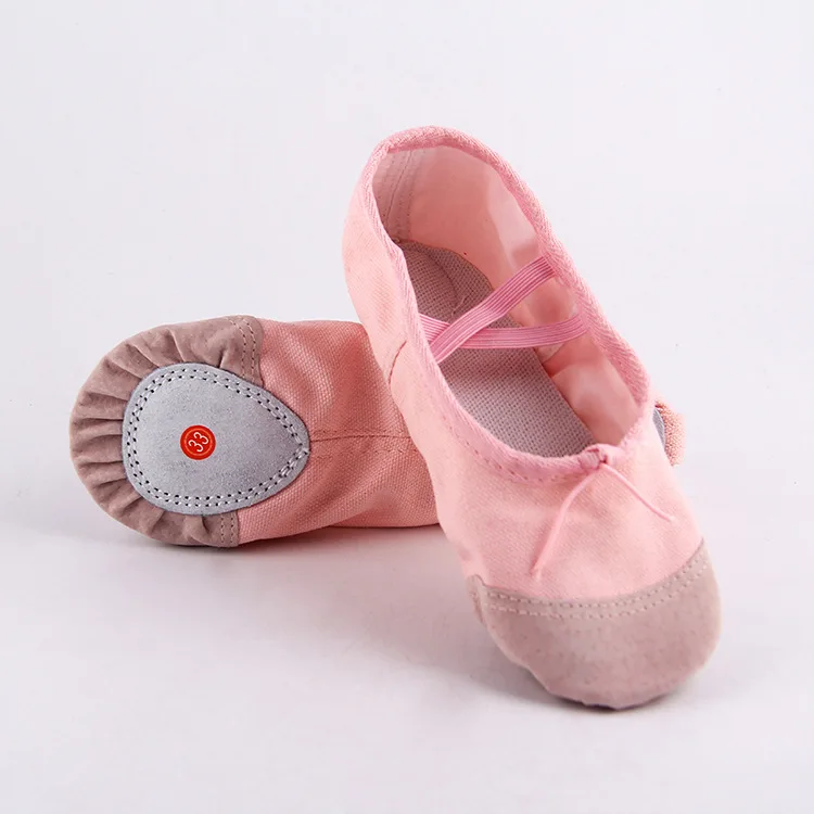 Обувь для девочек; детская обувь с пуантами и галстуком для начинающих; обувь для танцев с мягкой подошвой; хлопковая парусиновая балетная обувь