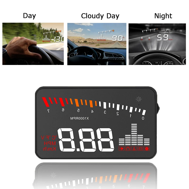 Автомобильный HUD OBD дисплей на голову, система Предупреждение о превышении скорости, проектор, лобовое стекло, авто электронная сигнализация напряжения для автомобиля, аксессуары