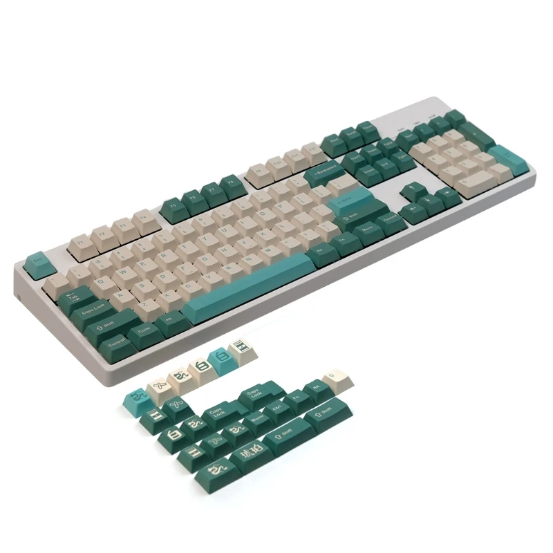 128 Key Amber Keycap Cherry Profile PBT Keycaps Dye Subbed Mechanical