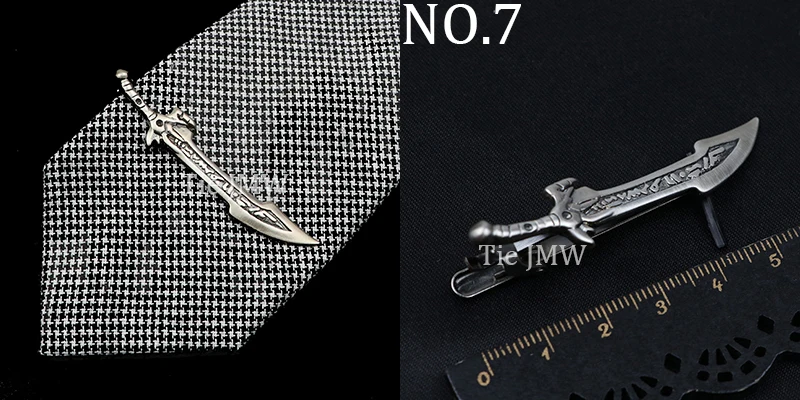 1 Piece Chrome Stainless Tie Clips Scissors Ax Car Owl Sword Hammer Shape Metal Tie Clip for Men Necktie Clips Pin For Mens Gift