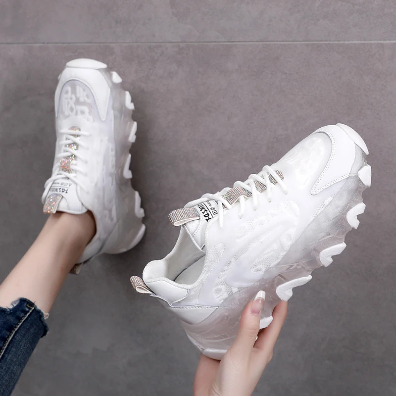 

2021 Hot Sale Ladies Shoes Summer White Chunky Sneakers Basket Shoes Female Mesh Women's Jelly Sole Casual Platform Sports Shoes