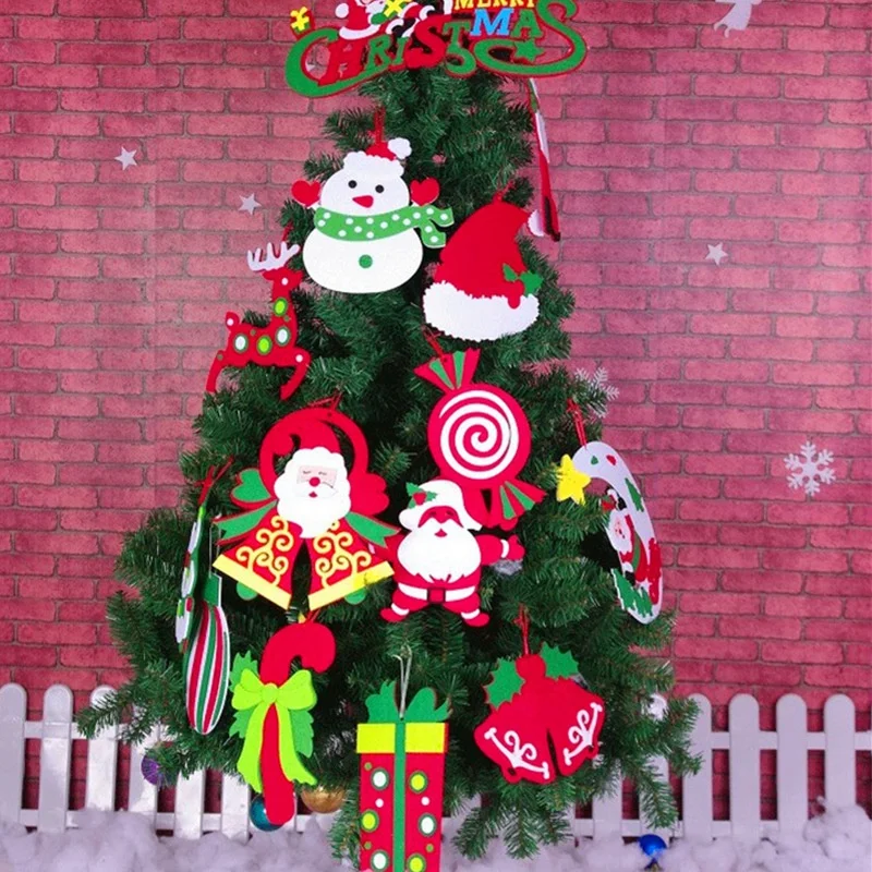 

8Pcs Non-Woven Patch Santa Hat Elk Tree Gift Box Christmas Party Hairpin Decals