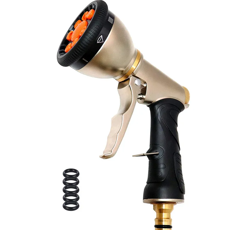 

Pressure Power Washer, Garden Hose Nozzle, 9-Pattern Sprayer Water Full Metal Body - Brass Flow Control Knob - Washer Nozzle