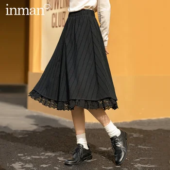 

INMAN 2020 Autumn Winter New Arrival Comfortable Cotton Elastic Waist Three-dimensional Jacquard Exquisite Embroidered Half-leng