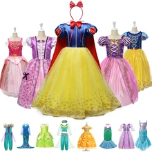 Детские вечерние платья на Хэллоуин для маленьких девочек; платье принцессы Белоснежки, Рапунцель, Ариэль, Белль, Аврора, София, Золушка, единорог, жасмин; нарядное платье