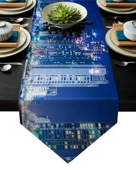 

House Harbor Architecture Structure Cityscape Table Runner Table Flag Home Party Decorative Tablecloth Table Runners for Wedding