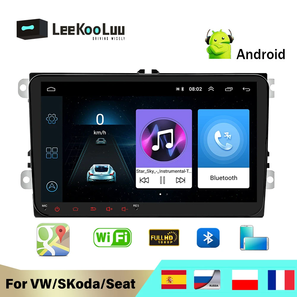 Автомагнитола LeeKooLuu мультимедийная стерео система на Android с 9 &quotэкраном GPS Wi Fi для