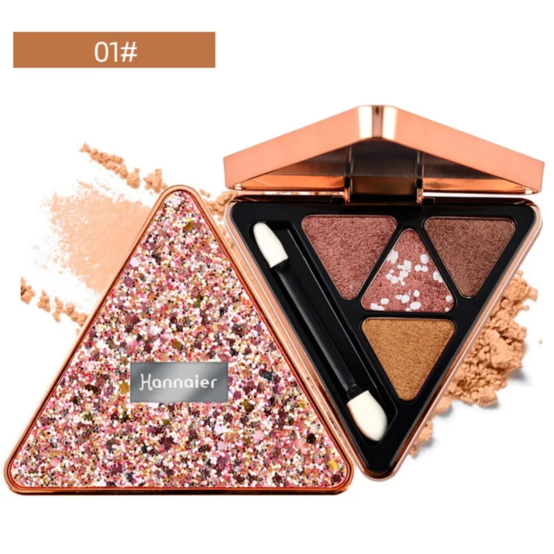 4 Colors Shimmer Eye Shadow Cosmetic Makeup Long-lasting Waterproof Nude Eye Shadow Palette Kit - Цвет: 1