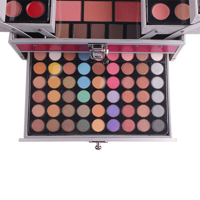 Miss Rose профессиональный макияж набор пианино алюминиевая коробка Eeyeshadow палитра пудра Блеск для губ Румяна Многофункциональный косметический инструмент