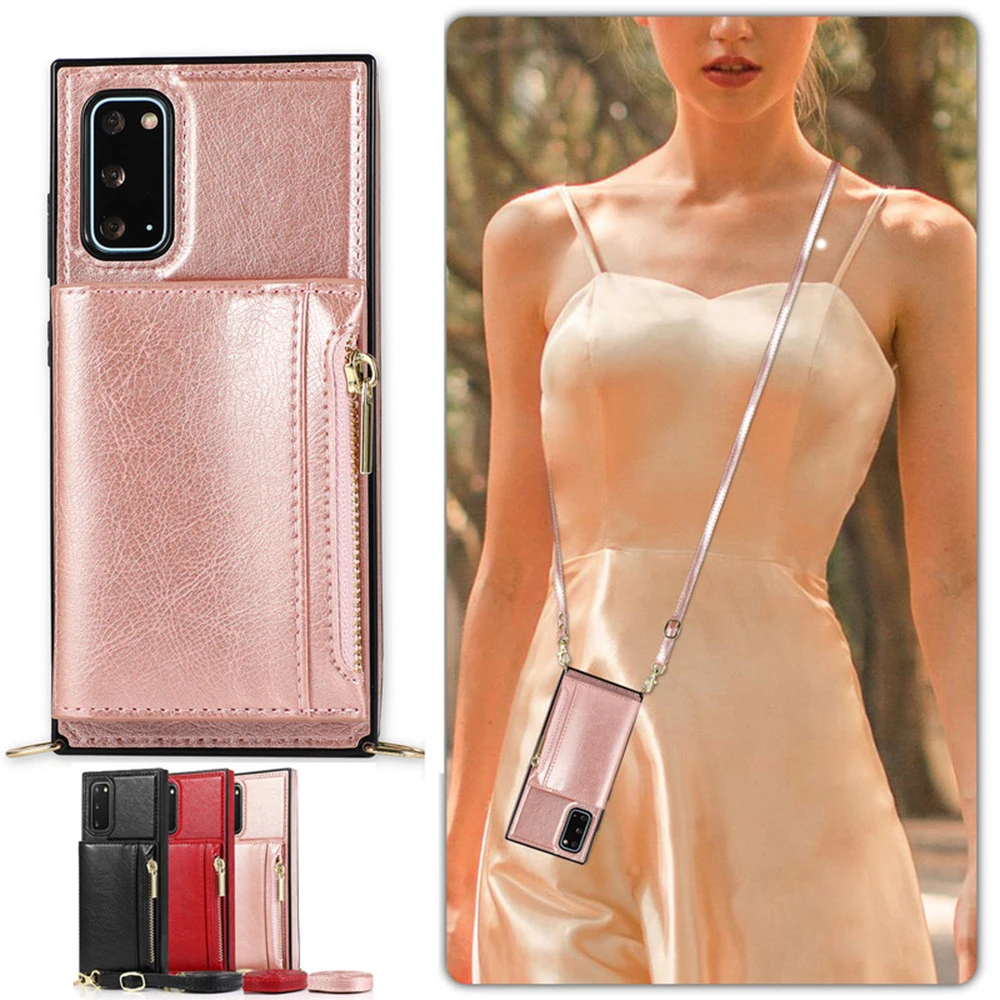 

Zipper Lanyard Wallet Case For Samsung Galaxy S9 S10 E S20 Ultra Note 9 10 Plus A90 5G Leather Flip Mobile Phone Bag Cover Coque