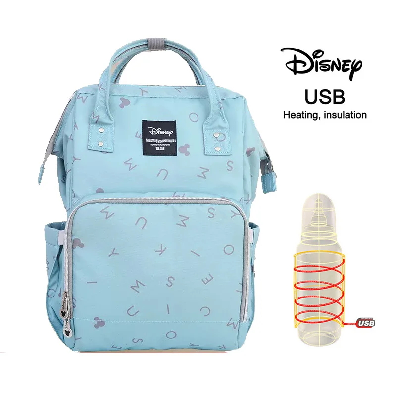 Disney Mommy Waterproof diaper bag Bottle Feeding Insulation bags with USB heater Backpack Baby Bags For Mom Storage | Мать и ребенок