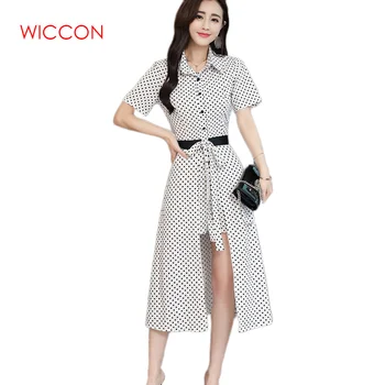 

2020 New Arrival Women's Summer Wide Leg Rompers Slim Sashes Button Fashion Polka Dot Two-piece Jumpsuit Ladies Summer Wear
