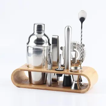 

Stainless Steel Cocktail Shaker Mixer Wine Ice Tongs Mixing Spoon Measure Cup Bartender Bar Tools Kit Boston Shaker Party Bar