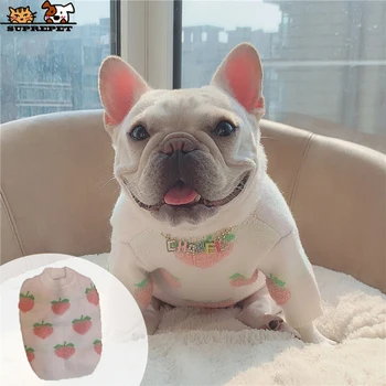 

SUPREPET French Bulldog Clothes for Pets Winter Sweet Peech Dog Sweater Cat Clothes Pet Accessories Dog Costumes for Small Dogs