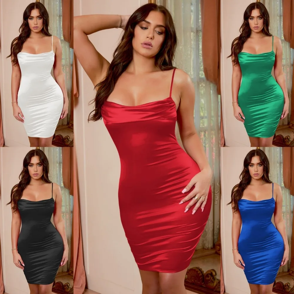 

2020 New Style Hot Spring Summer New Women's Fashion Suspenders Bag Hip Dress Skinny Female Lady Dress Solid Color Camisole