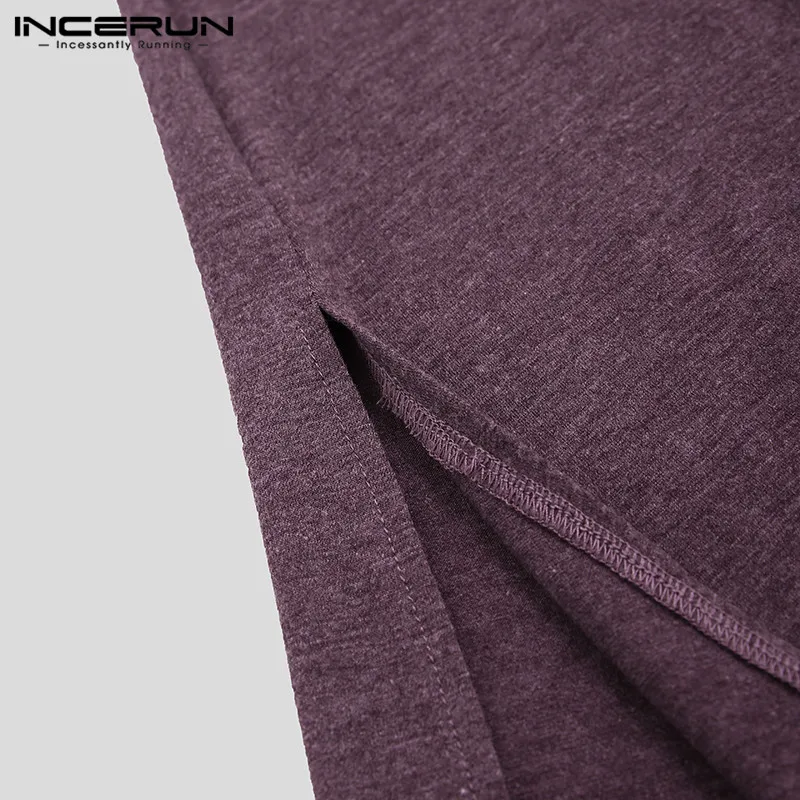 INCERUN 2019 мужская длинная мусульманский с длинным рукавом рубашка с открытым v-образным вырезом новая водолазка модная повседневная