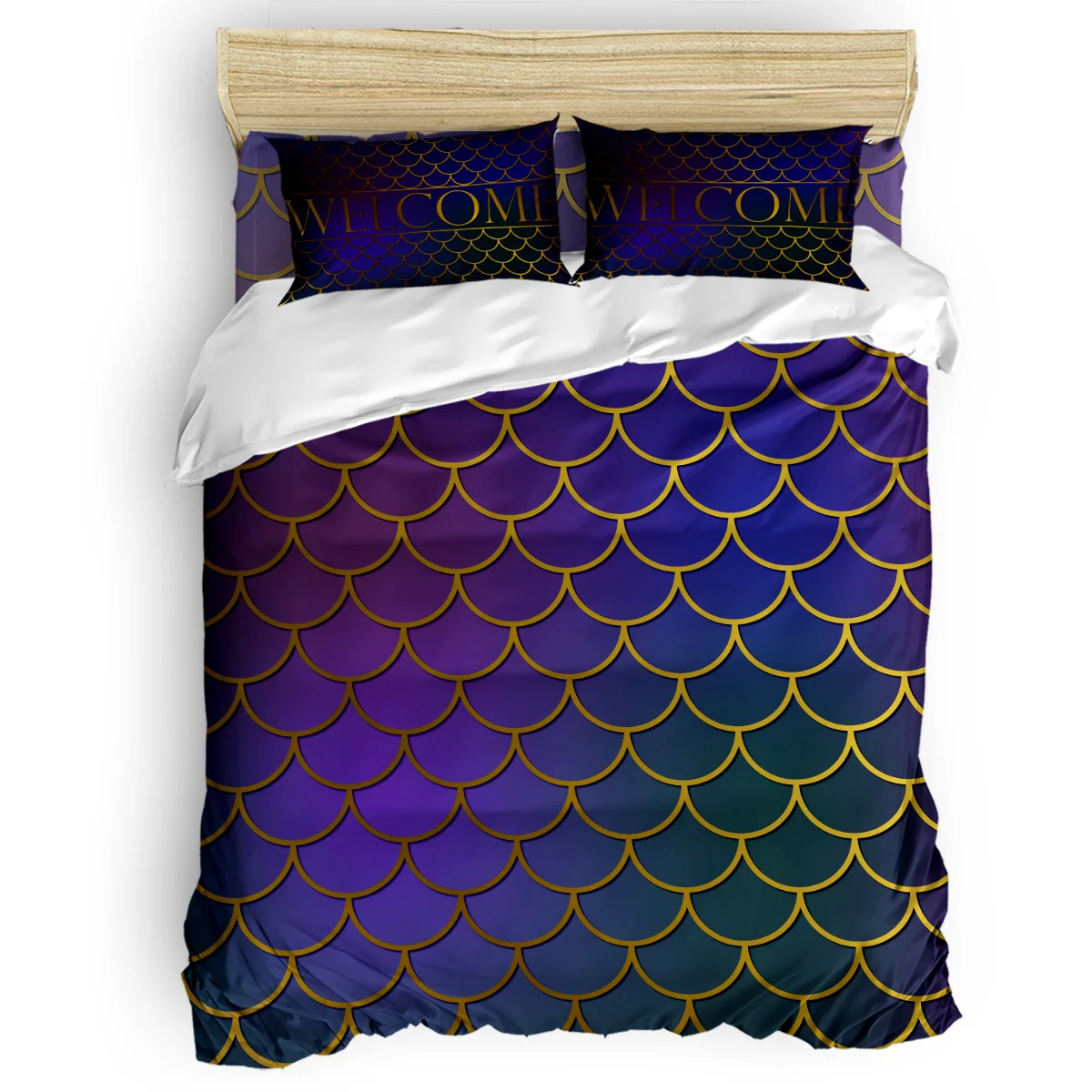 

Dream Mermaid Scales Duvet Cover Set Vintage Floral Art Design Collection of 3/4pcs Bedding Set Bed Sheet Pillowcases Cover Set