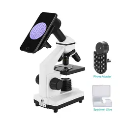 Биологический микроскоп 64X-640X с держателем для телефона вверх/вниз светодиодный HD подсветка для слайдов научный подарок для обучения