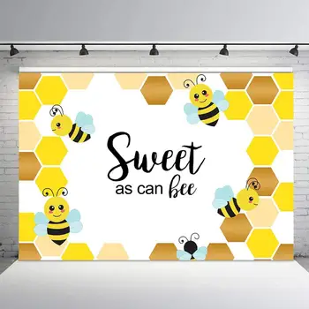 

Baby Shower Decor Backdrop Sweet As Can Bee Cartoon Photography Background Party Decoration Photo Booth Props