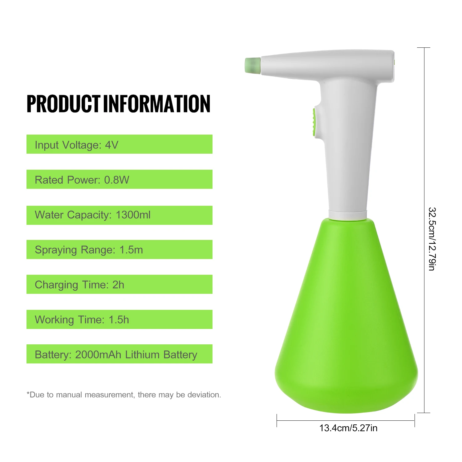 1300ML Electric Sprayer For Alcohol Water Rechargeable Garden Watering Sprinkling Can for Home Cleaning Gardening Watering
