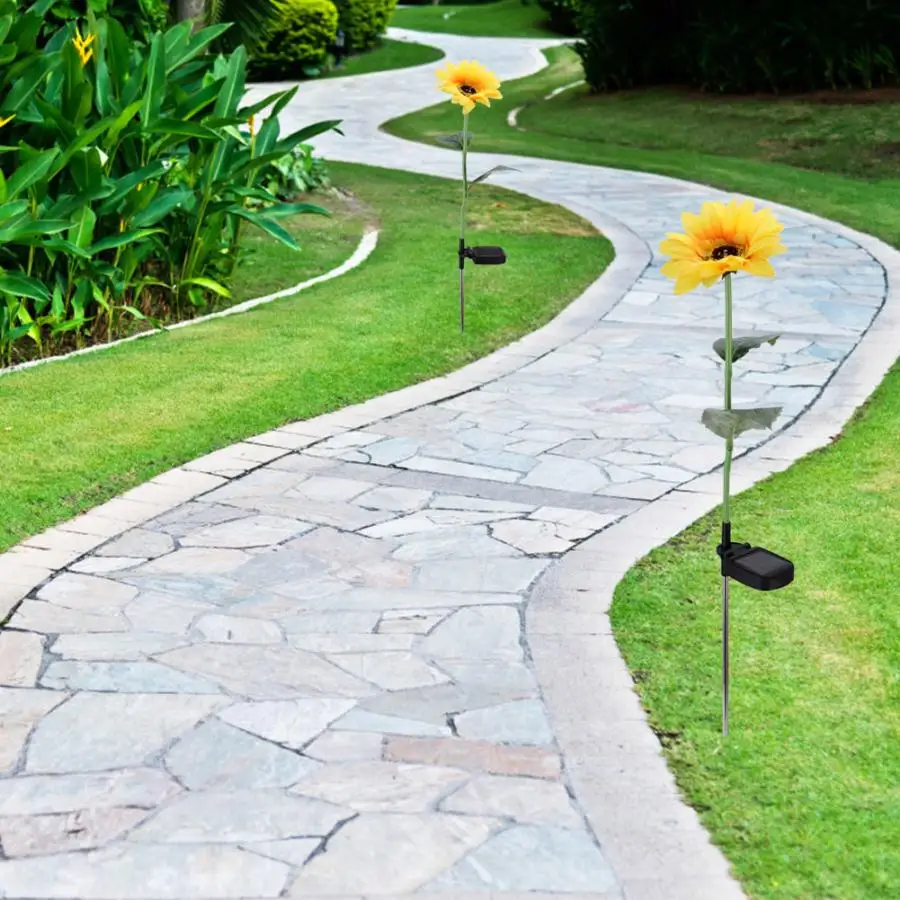 

LED Solar Powered Sunflower Light With IP65 Waterproof Inground Lamp For Garden Landscape Lawn