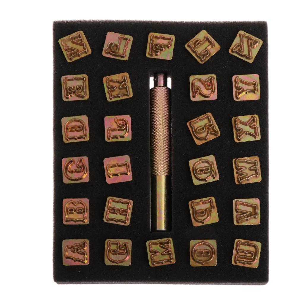 

26Pcs Steel Alphabet Letter Stamper Set Leather Diy Printing Punch Set Metal Punching Hand Tools Craft With Pole Drop Ship JUL3