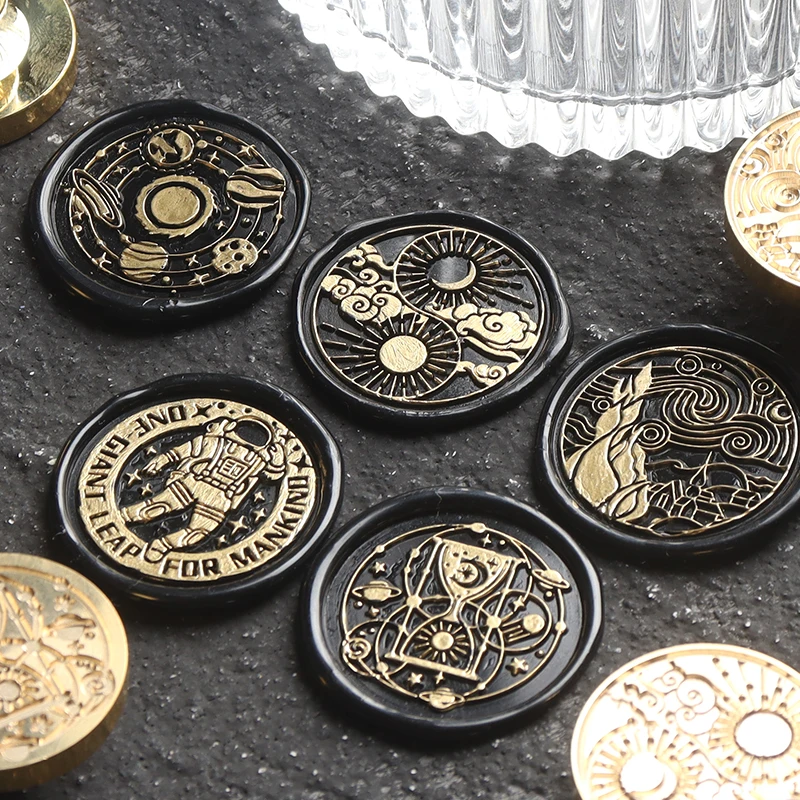 Hourglass Universe Fire Paint Seal Van Gogh's Starry Sky Sealing Wax Stamp Invitation Card Decoration DIY Sealing Wax Seal