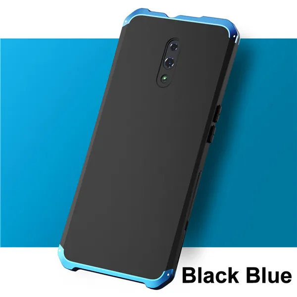 Black Blue Металлический бронированный чехол Reno для OPPO Reno 2 чехол противоударный алюминиевый задняя крышка Жесткий PC Coque для OPPO Reno 10X Zoom чехол R15X Funda - Цвет: Black Blue