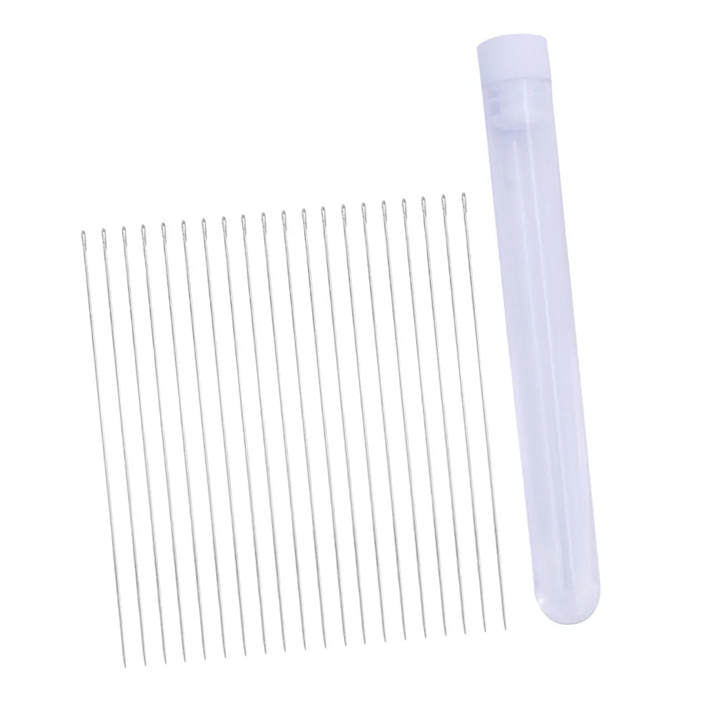 

20 Pcs 80mm Long Large Eye Beading Needles with Storage Tube Bottle for Easy Thread Jewellery Craft DIY Tool