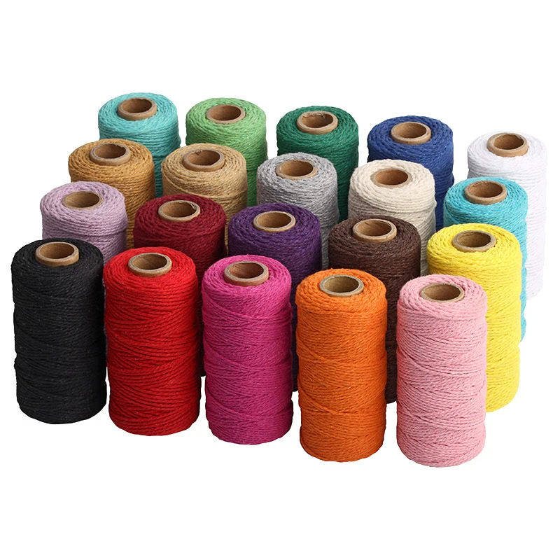 100% Cotton rope colorful twine macrame cord string thread for party wedding decoration accessory DIY cord 2mm*100m