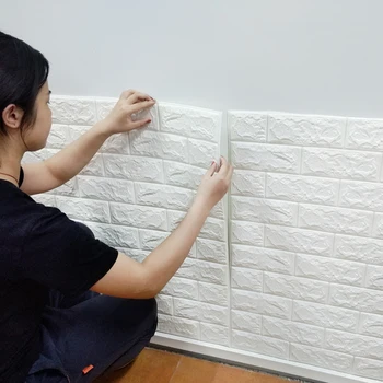 

3d solid wall stickers living room wall soft bag wallpaper self-adhesive decorative wallpaper waterproof foam tile stickers
