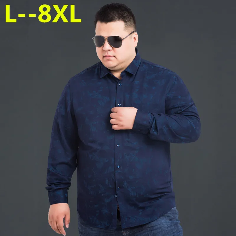 8XL 6XL 5XL рубашка с длинным рукавом мужская приталенная деловая Повседневная