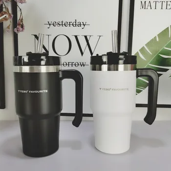

600ML/890ML New Design Stainless Steel Coffee Mug Thermos Tumbler With Straw Vacuum Flask Insulated Tumbler For Travel