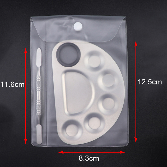 Steel Makeup Mixer Nail Art Polish Mixing Plate Foundation Eyeshadow Eye Shadow Mixer Palette with Spatula Rod