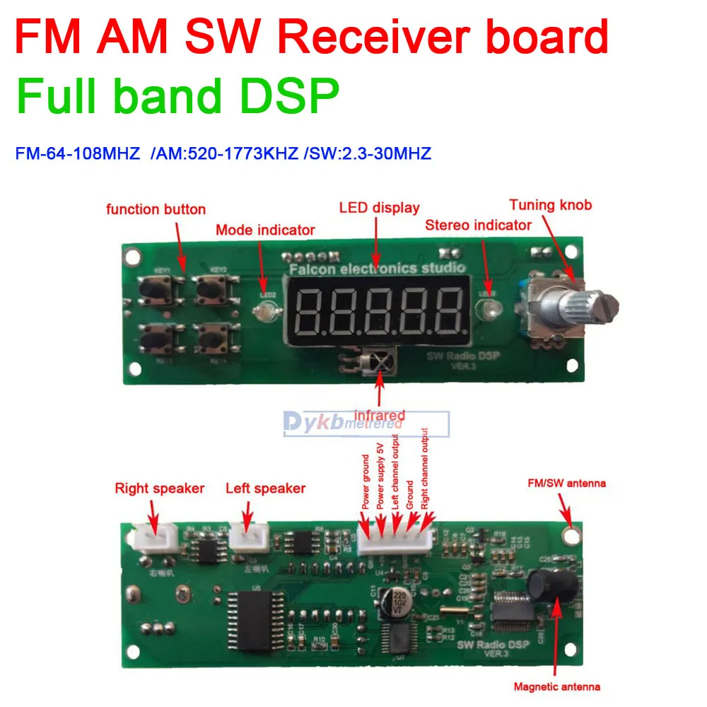 DSP AM SW FM radio receiver board module LED Digital tuning Shortwave full band FM stereo radio