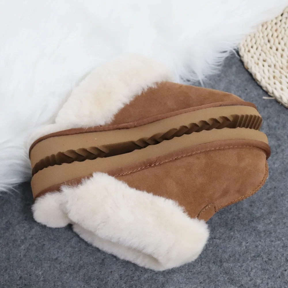2023 New Natural Sheepskin Fur Slippers Female Winter Slippers Women Warm Indoor Slippers Soft Wool Lady Home Slippers